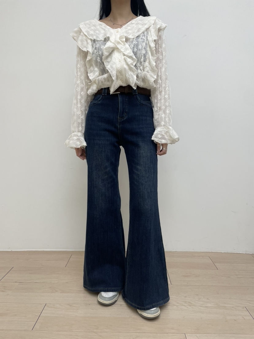 MILLIMETER東大門直郵㊣女裝新品熱賣職業牛仔褲不含腰帶喇叭MILLIMETER/MGML牛仔褲