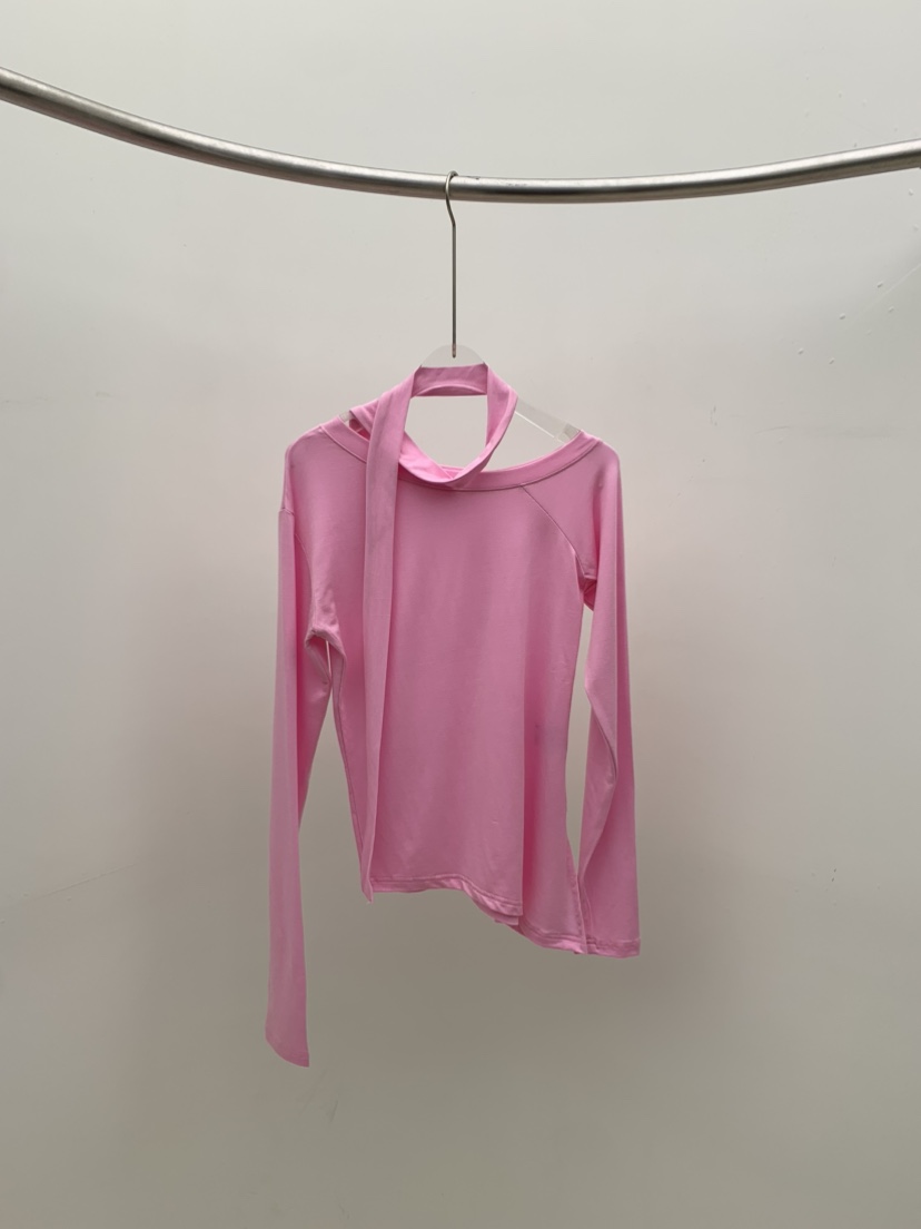 SEOLO韓國直郵㊣女裝新品熱賣休閑職業26春夏長袖T恤含脖帶圍巾Seolo seoul長袖T恤