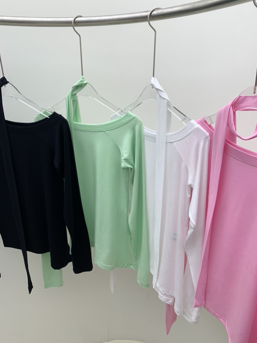 SEOLO韓國直郵㊣女裝新品熱賣休閑職業26春夏長袖T恤含脖帶圍巾Seolo seoul長袖T恤