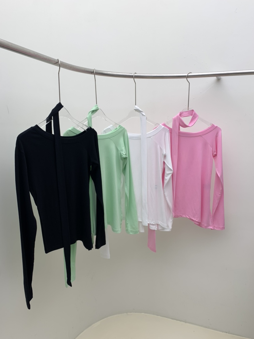 SEOLO韓國直郵㊣女裝新品熱賣休閑職業26春夏長袖T恤含脖帶圍巾Seolo seoul長袖T恤