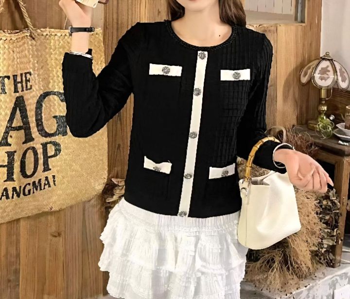 BLING BLING-S/RICO韓國直郵㊣女士新款人氣針織衫華夫格BLING BLING-S/RICO針織衫