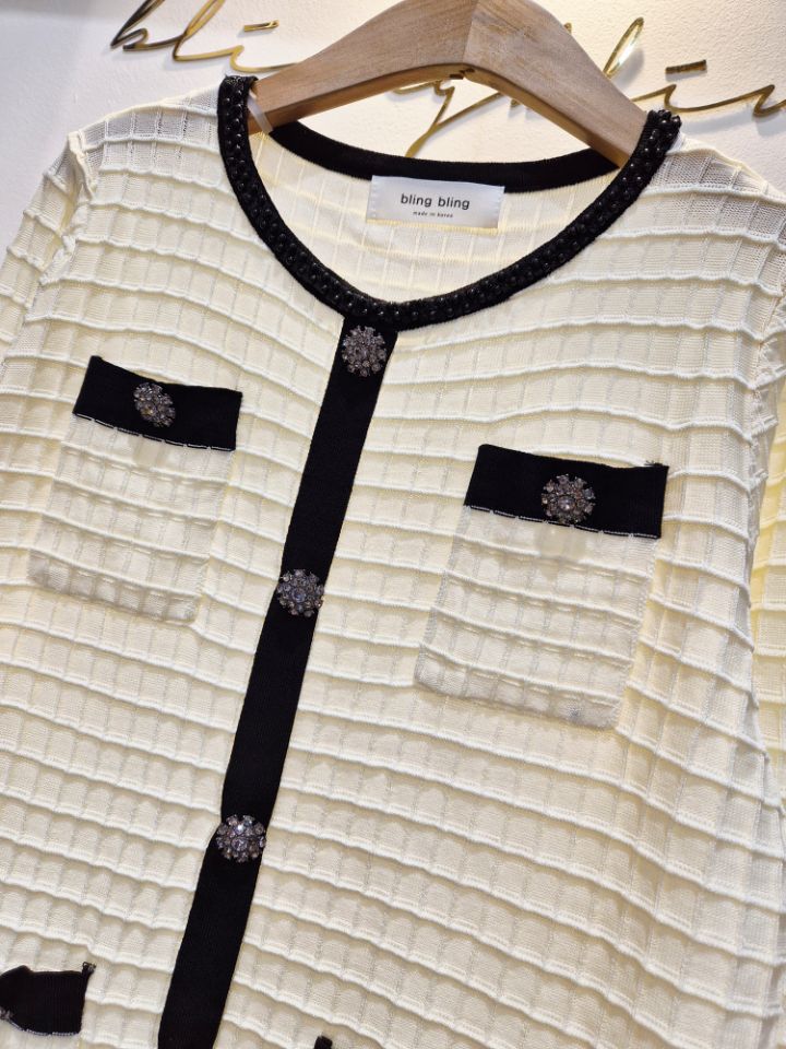 BLING BLING-S/RICO韓國直郵㊣女士新款人氣針織衫華夫格BLING BLING-S/RICO針織衫