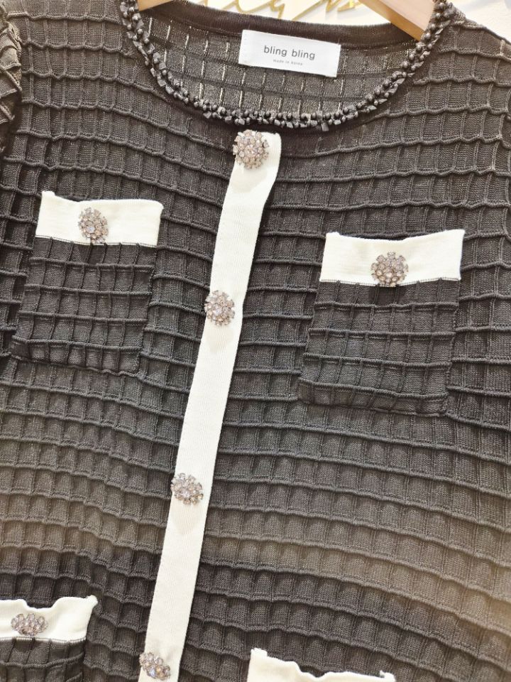 BLING BLING-S/RICO韓國直郵㊣女士新款人氣針織衫華夫格BLING BLING-S/RICO針織衫