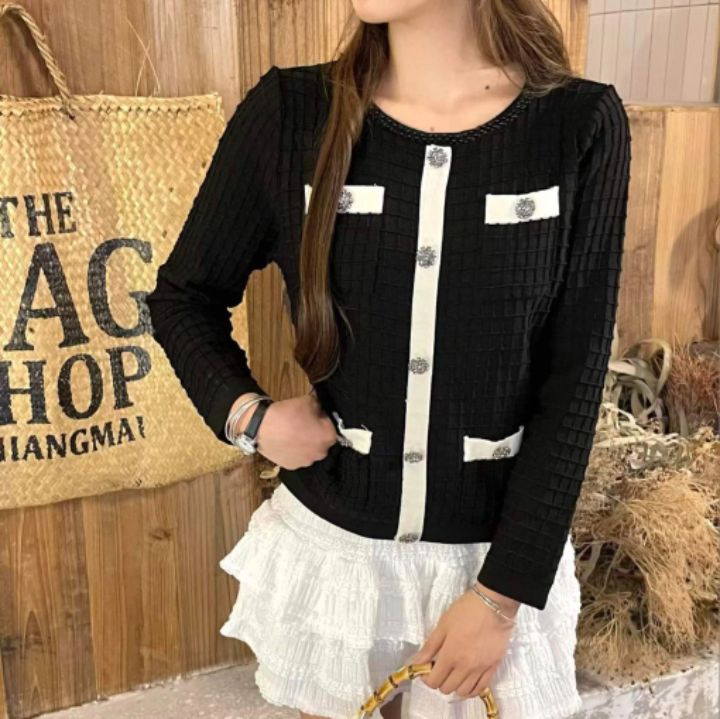 RICO/BLING BLING-S東大門直郵㊣女裝新款真品針織衫華夫格RICO/BLING BLING-S針織衫