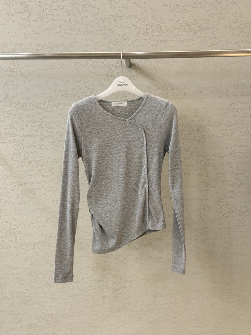 PLAYBUTTON-P㊣東大門實拍女裝新品時尚休閑職業26春夏長袖T恤PLAYBUTTON長袖T恤圖色1