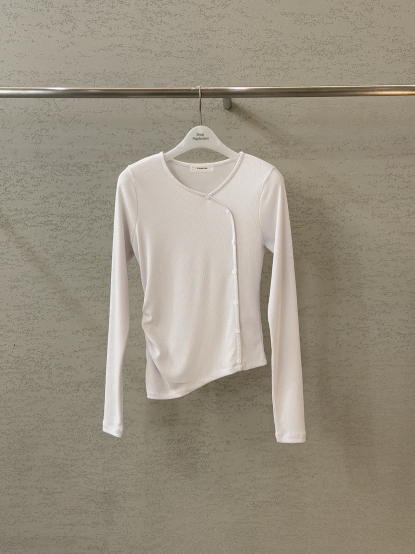 PLAYBUTTON-P㊣東大門實拍女裝新品時尚休閑職業26春夏長袖T恤PLAYBUTTON長袖T恤圖色2
