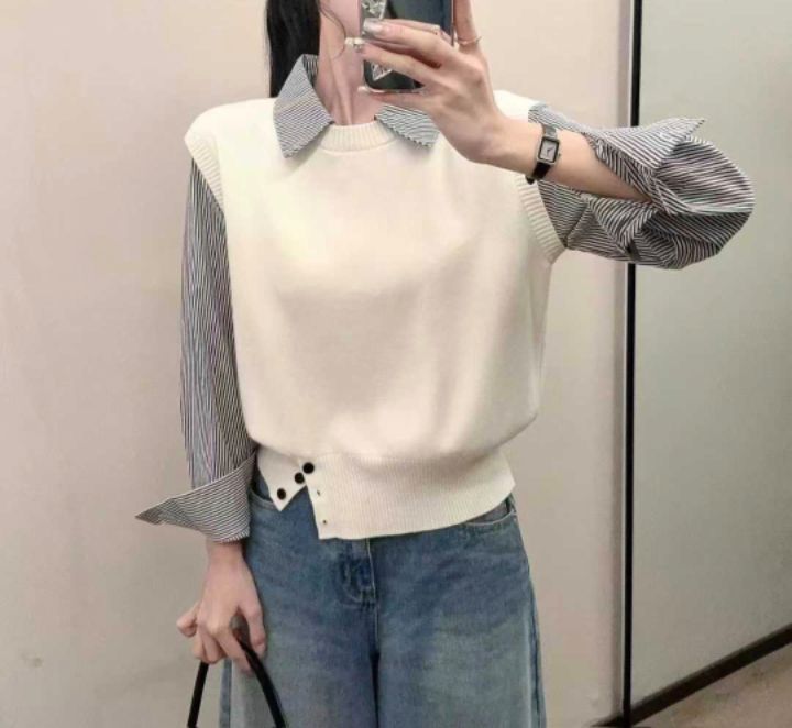 BLING BLING-S/RICO韓國代購㊣女士新款真品針織衫假兩件BLING BLING-S/RICO針織衫