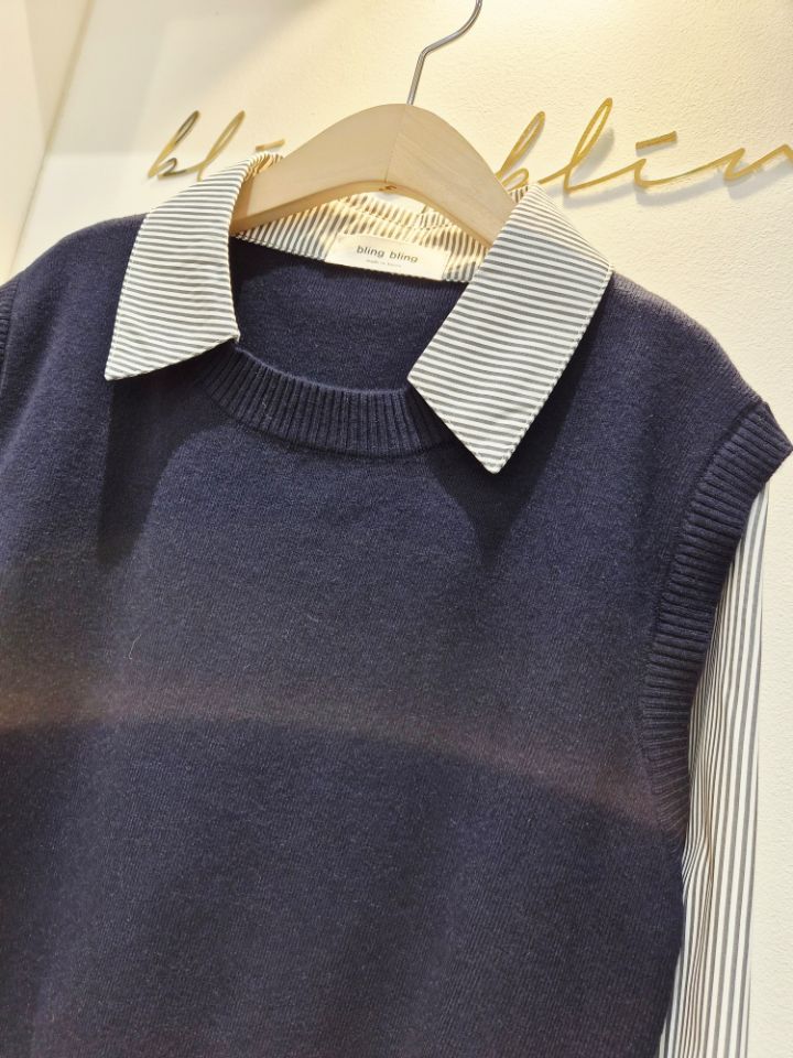 BLING BLING-S/RICO韓國代購㊣女士新款真品針織衫假兩件BLING BLING-S/RICO針織衫