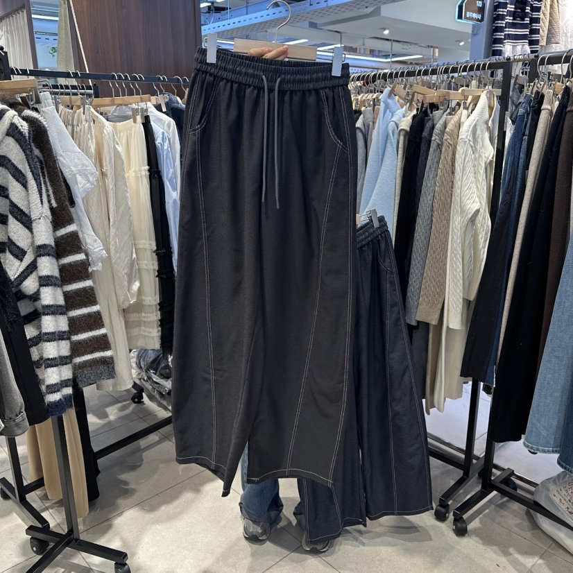 DREAM GIRIS/HOT PLACE㊣東大門實拍女士新款26春夏休閑褲褶皺DREAM GIRIS/HOT PLACE休閑褲圖色2黑色