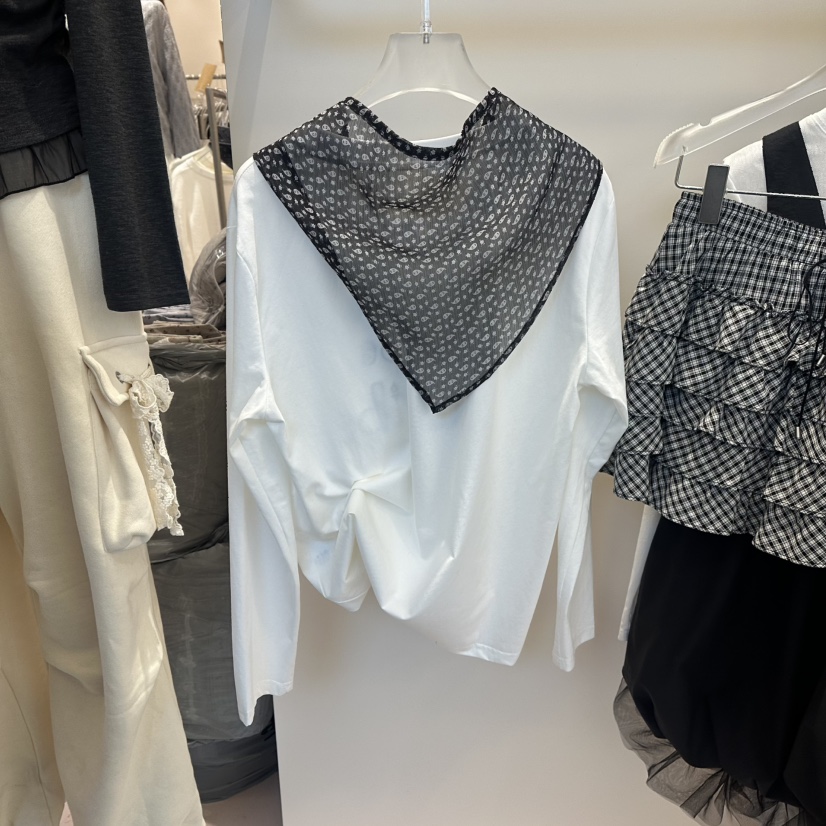 MIMME/LOOKK東大門直郵㊣女士新款時尚26春夏長袖T恤含圍巾春款MIMME/LOOKK長袖T恤