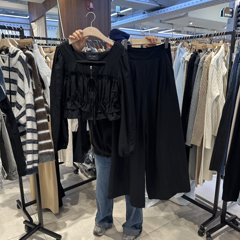 DREAM GIRIS/HOT PLACE㊣東大門代購女裝新品人氣套裝荷葉邊套裝褶皺DREAM GIRIS/HOT PLACE套裝圖色2