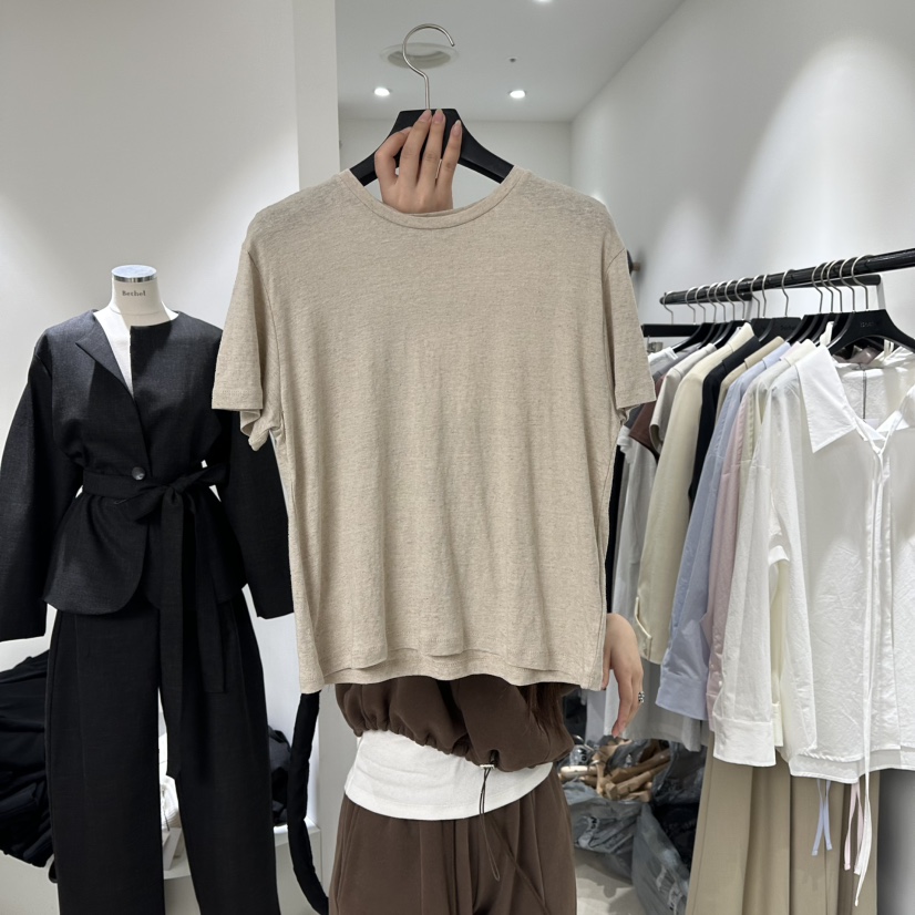 BETHEL韓國代購㊣女士新品推薦人氣時尚休閑職業T恤春款亞麻BETHELT恤圖色2