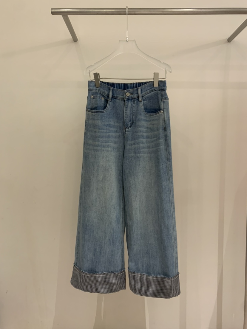 MIMME/LOOKK㊣東大門代購女裝新款26春夏人氣牛仔褲春款格紋MIMME/LOOKK牛仔褲圖色1