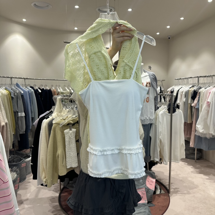 MIMME/LOOKK㊣東大門實拍女士新款時尚吊帶背心荷葉邊春款MIMME/LOOKK吊帶/背心圖色1