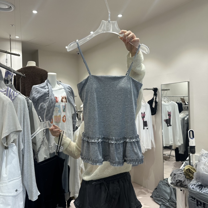 MIMME/LOOKK㊣東大門實拍女士新款時尚吊帶背心荷葉邊春款MIMME/LOOKK吊帶/背心圖色3