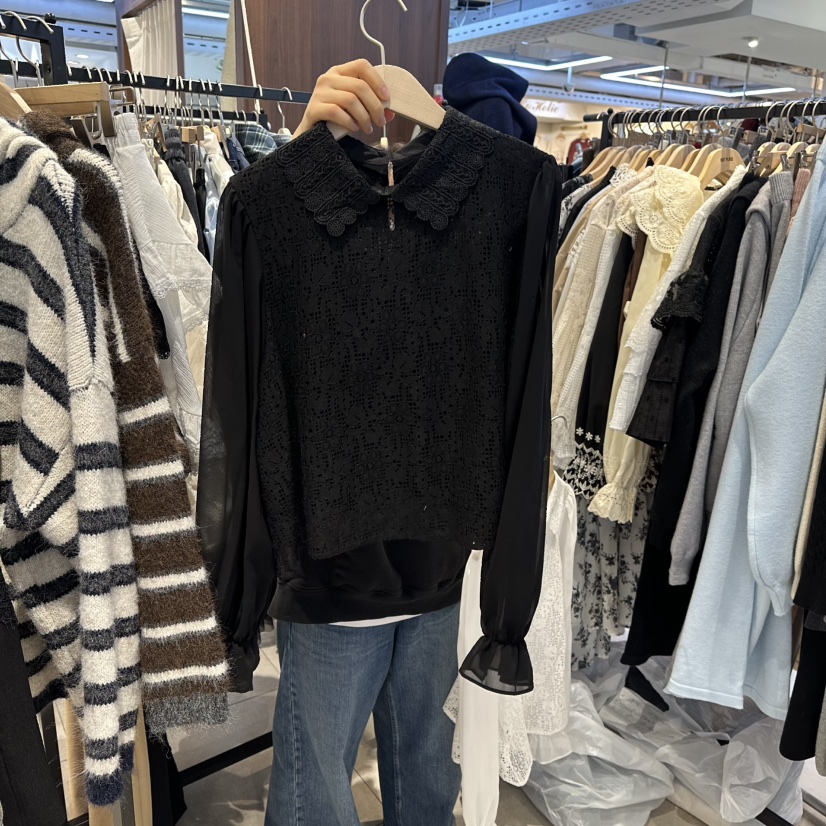 DREAM GIRIS/HOT PLACE㊣東大門代購女裝新品人氣襯衫蕾絲衫刺繡雪紡DREAM GIRIS/HOT PLACE襯衫/蕾絲衫圖色2