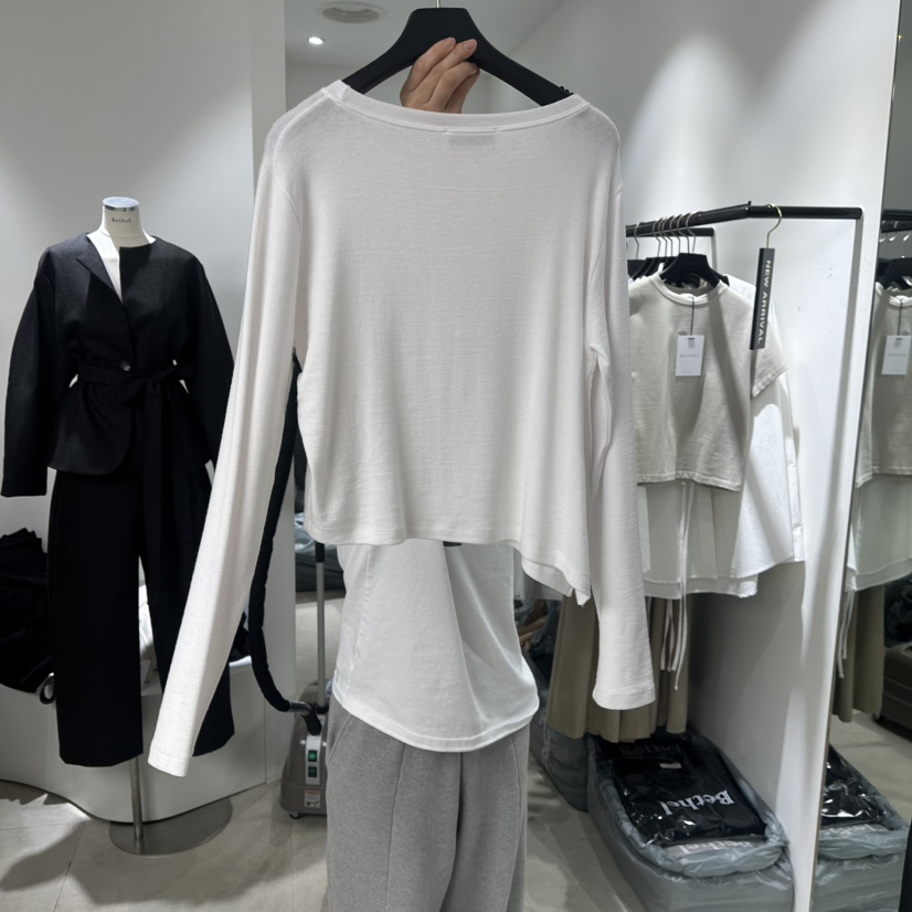 BETHEL韓國直郵㊣女士新品休閑職業真品26春夏長袖T恤春款船領BETHEL長袖T恤