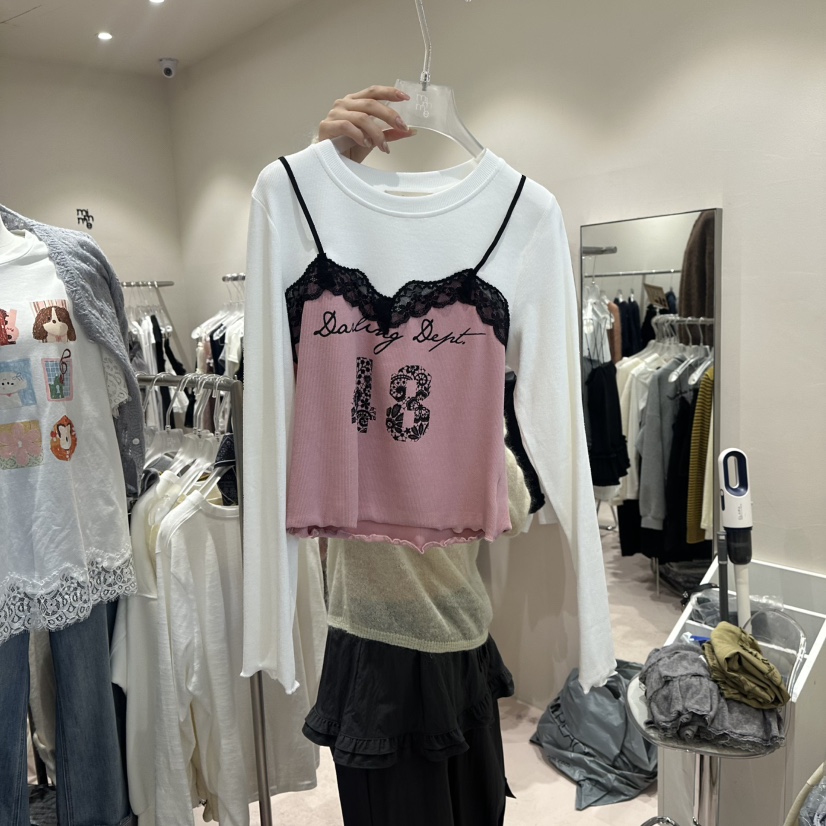 MIMME/LOOKK東大門直郵㊣女裝新款休閑推薦長袖T恤假兩件春款MIMME/LOOKK長袖T恤圖色1假兩件