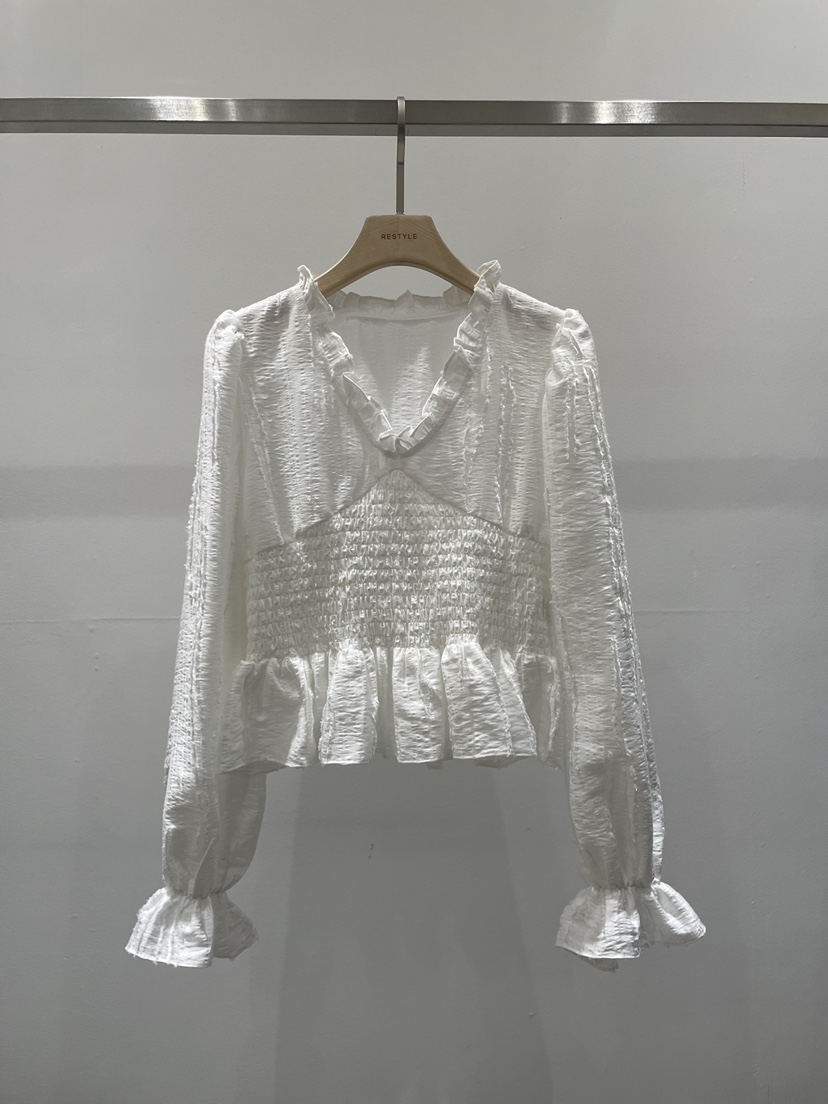 RE STYLE-Q韓國代購㊣女裝新品休閑真品26春夏襯衫蕾絲衫春款RE STYLE襯衫/蕾絲衫圖色1