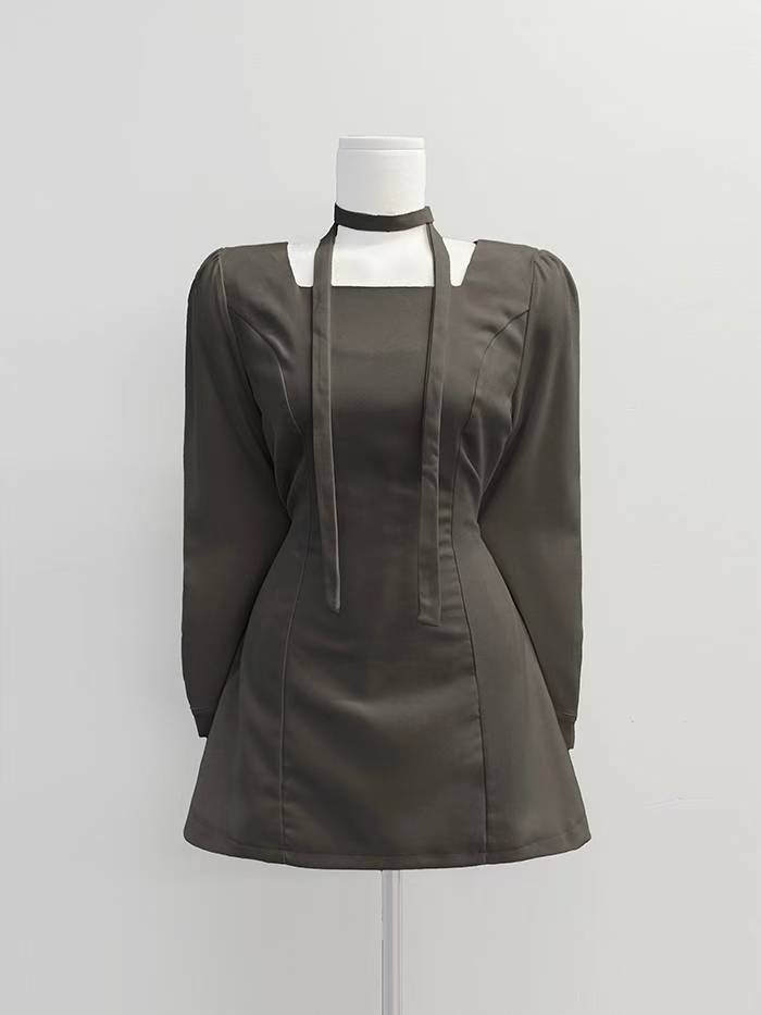 IT東大門直郵女裝新款熱賣休閑時尚25秋冬推薦連衣裙含脖帶IT連衣裙圖色2