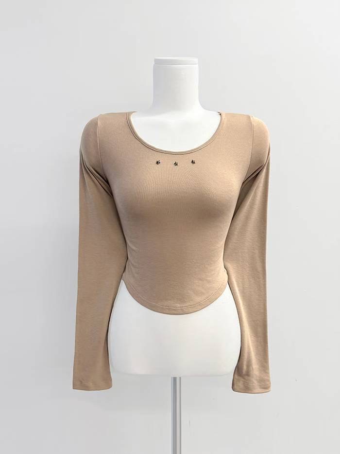 IT東大門實拍女裝新款休閑職業25秋冬熱賣推薦時尚長袖T恤IT長袖T恤圖色2