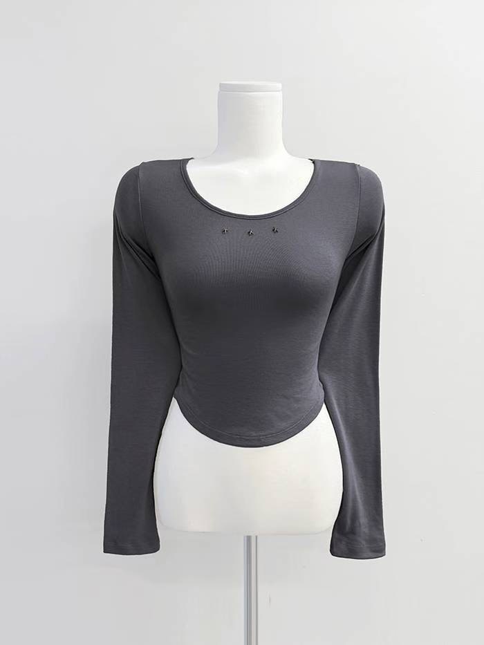 IT東大門實拍女裝新款休閑職業25秋冬熱賣推薦時尚長袖T恤IT長袖T恤圖色3