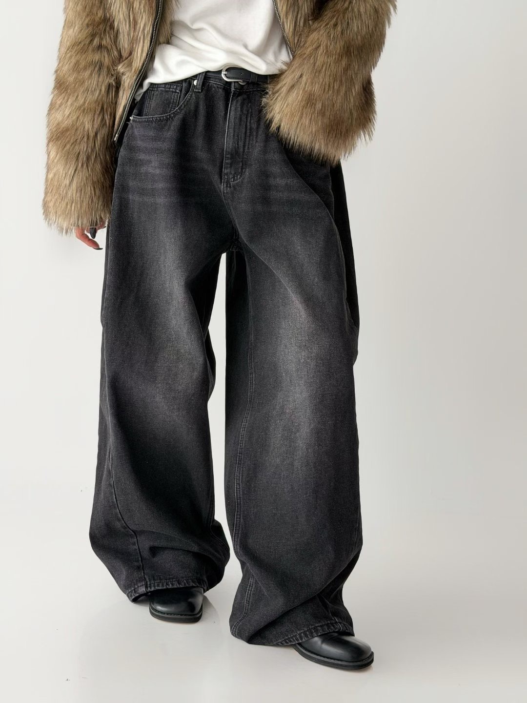 GUSSINE韓國直郵女士新品時尚26春夏熱賣職業牛仔褲不含腰帶GUSSINE牛仔褲圖色2