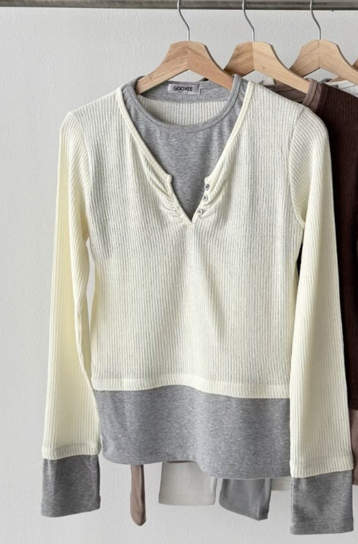 GUSSINE東大門直郵女士新品職業休閑人氣26春夏針織衫假兩件GUSSINE針織衫圖色1