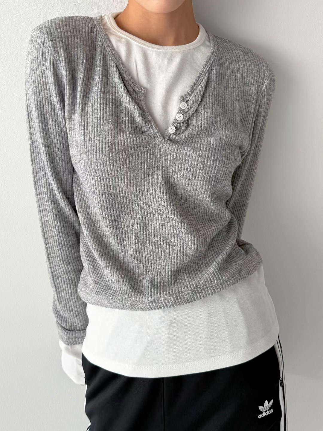 GUSSINE東大門直郵女士新品職業休閑人氣26春夏針織衫假兩件GUSSINE針織衫圖色3