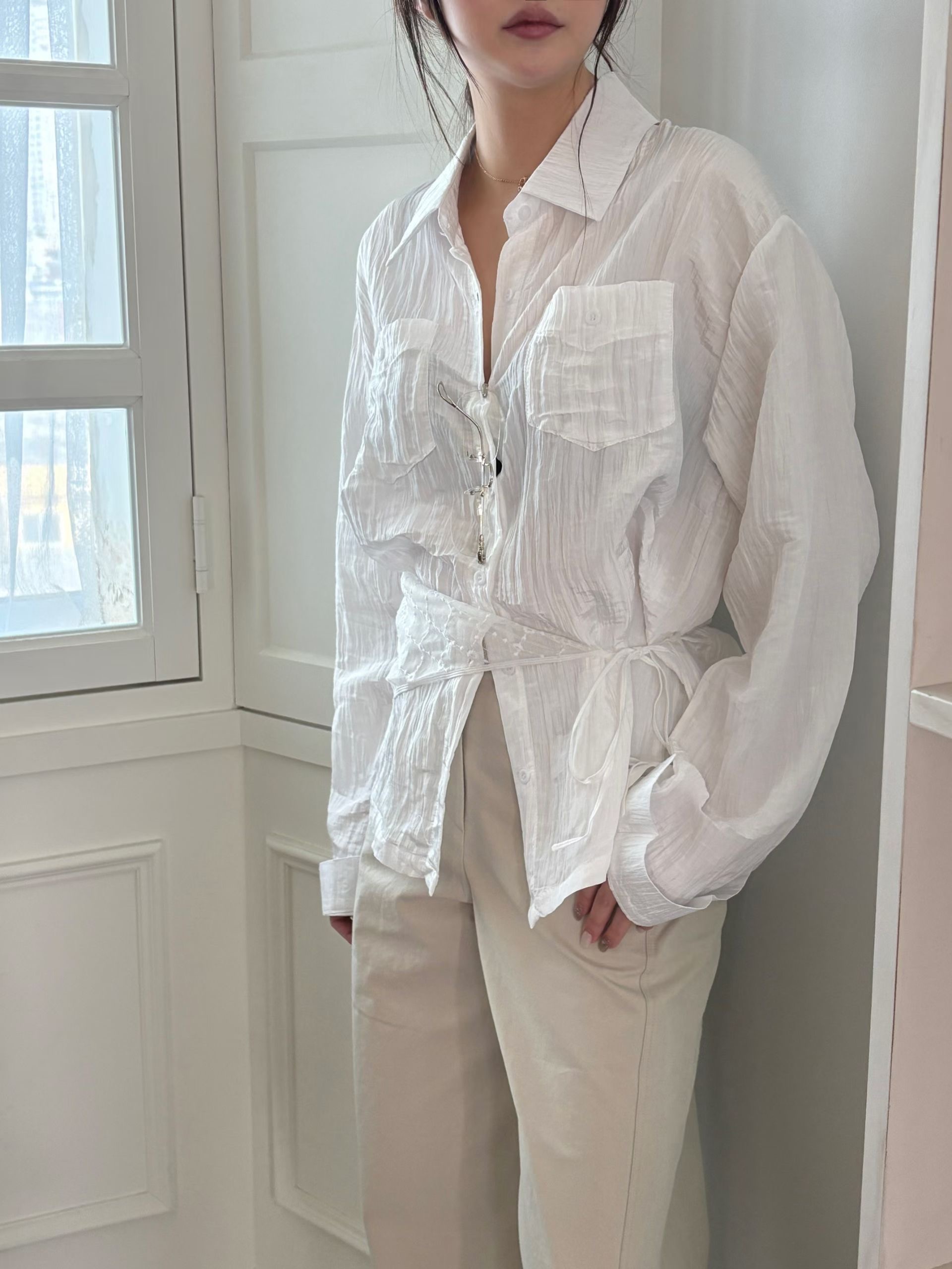 IT東大門直郵女士新款26春夏時尚休閑職業推薦襯衫蕾絲衫IT襯衫/蕾絲衫