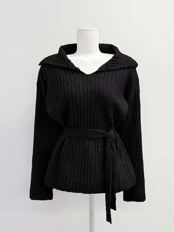 IT東大門實拍女士新款26春夏職業真品人氣休閑針織衫含腰帶IT針織衫圖色3