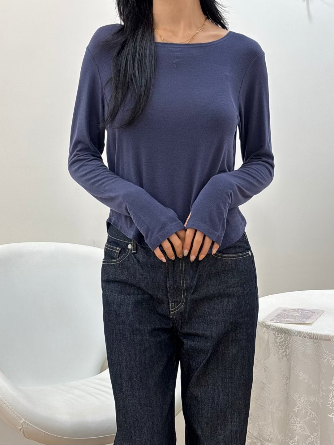 YANGPA韓國代購女裝新品26春夏時尚真品休閑長袖T恤羊毛保暖YANGPA長袖T恤圖色2