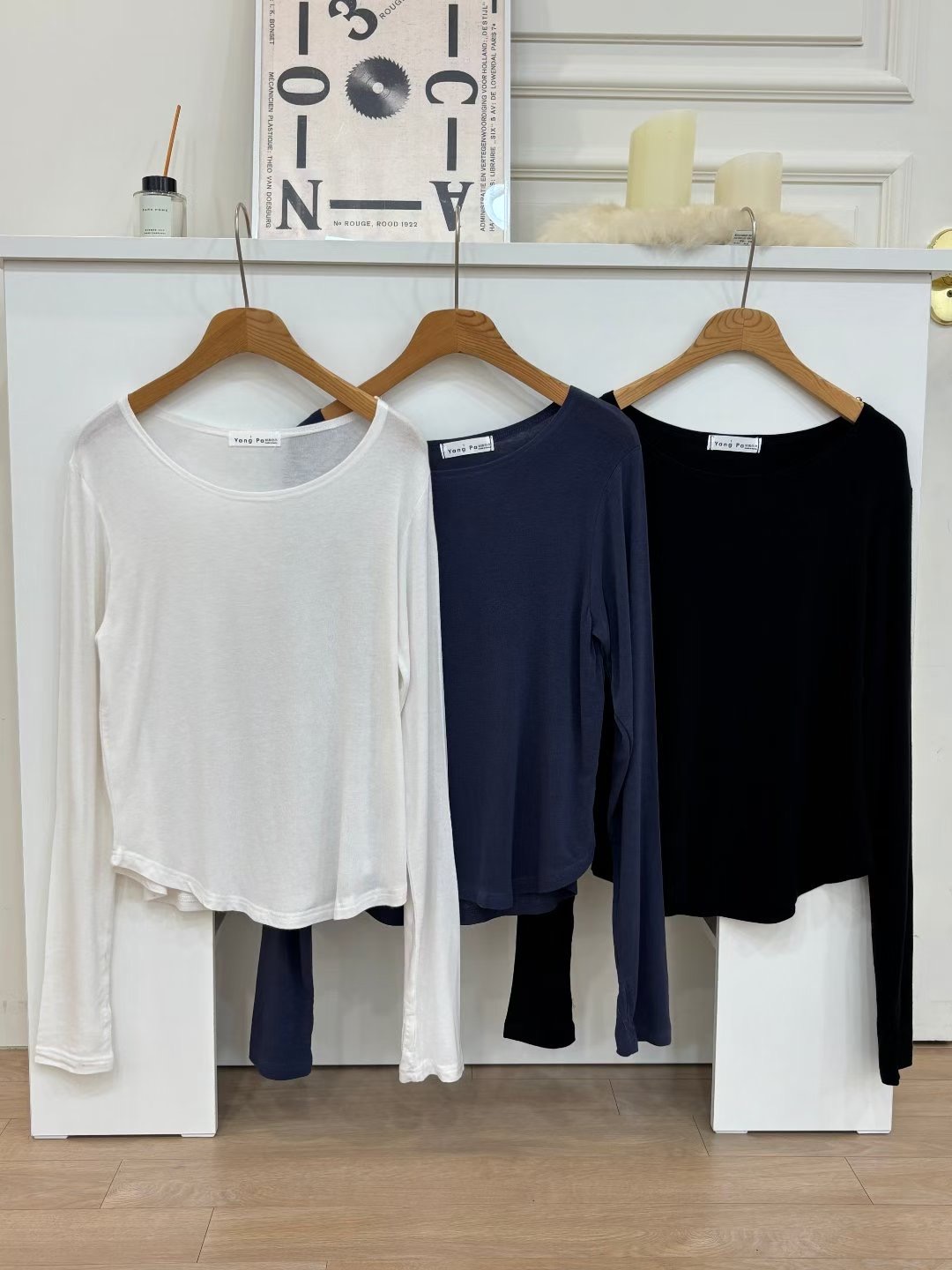 YANGPA韓國代購女裝新品26春夏時尚真品休閑長袖T恤羊毛保暖YANGPA長袖T恤圖色3左三色