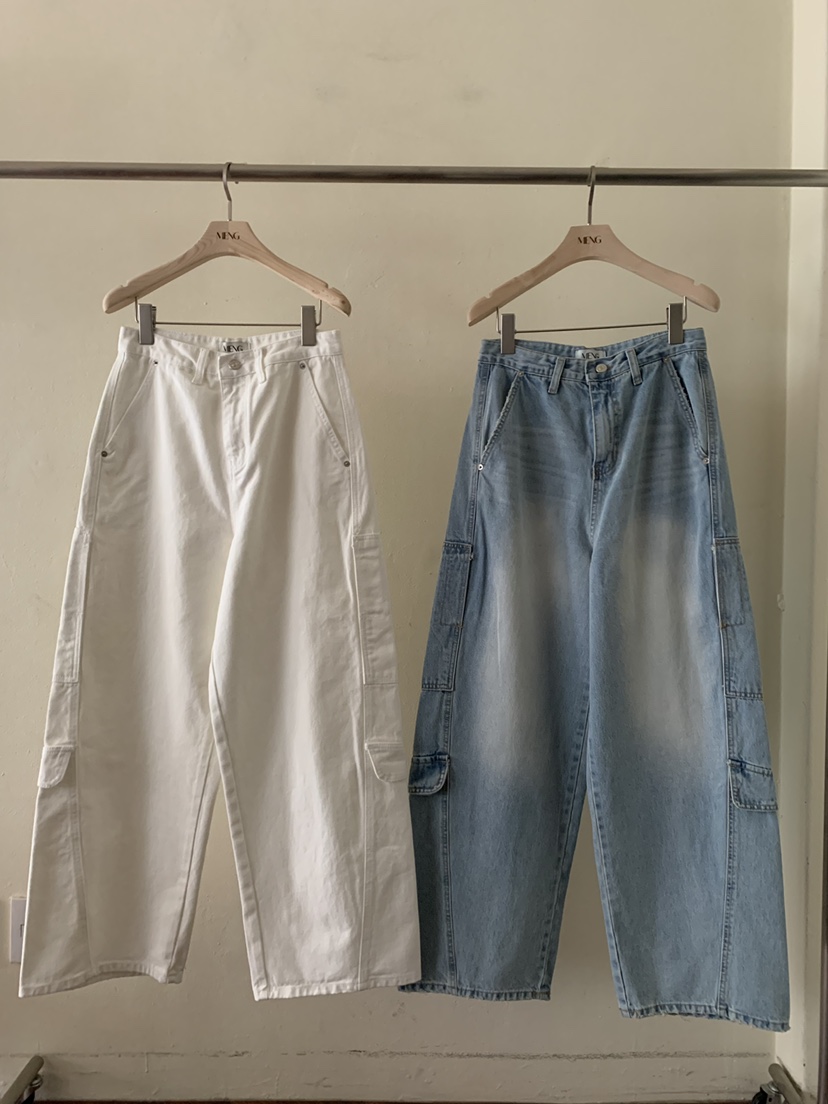 MENG韓國直郵女裝新款真品熱賣職業推薦休閑時尚牛仔褲口袋MENG牛仔褲