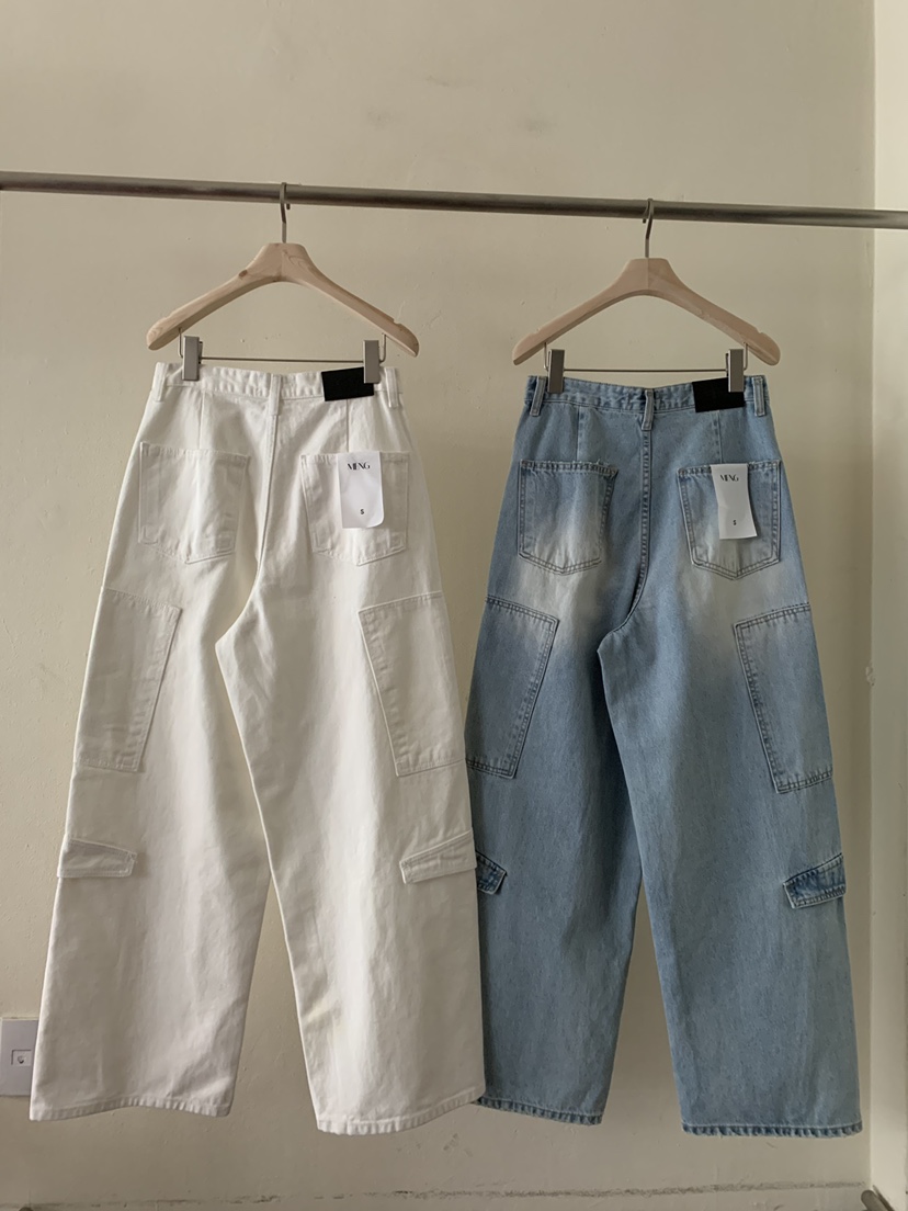 MENG韓國直郵女裝新款真品熱賣職業推薦休閑時尚牛仔褲口袋MENG牛仔褲