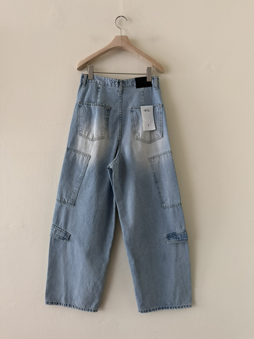 MENG韓國直郵女裝新款真品熱賣職業推薦休閑時尚牛仔褲口袋MENG牛仔褲