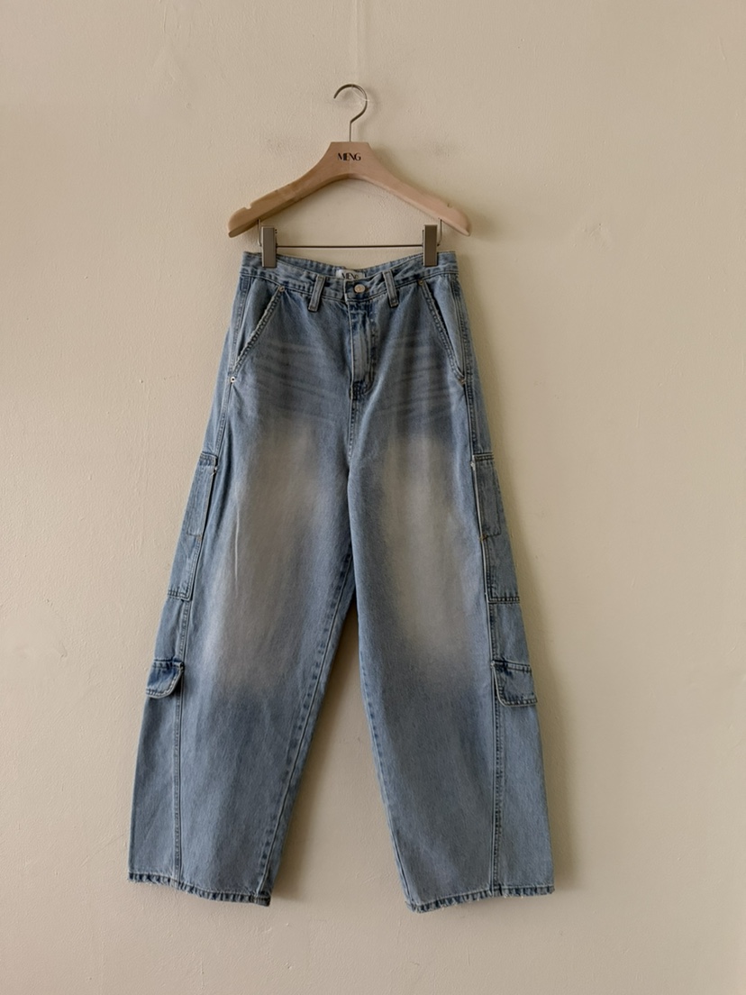 MENG韓國直郵女裝新款真品熱賣職業推薦休閑時尚牛仔褲口袋MENG牛仔褲圖色1