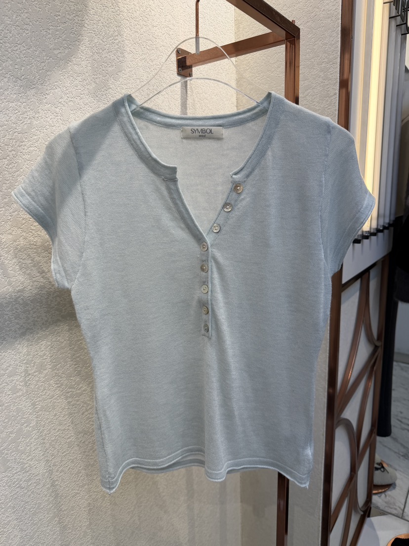 SYMBOL韓國代購女裝新品推薦時尚熱賣26春夏人氣職業T恤紐扣SYMBOLT恤圖色2