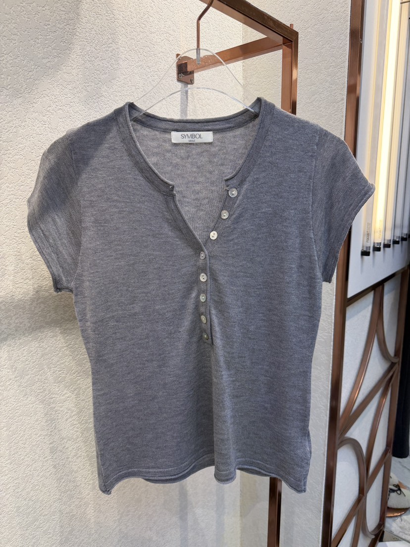 SYMBOL韓國代購女裝新品推薦時尚熱賣26春夏人氣職業T恤紐扣SYMBOLT恤圖色4