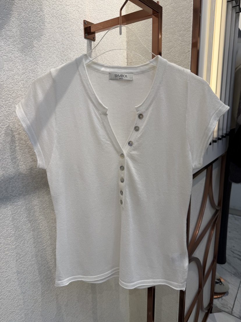 SYMBOL韓國代購女裝新品推薦時尚熱賣26春夏人氣職業T恤紐扣SYMBOLT恤圖色5