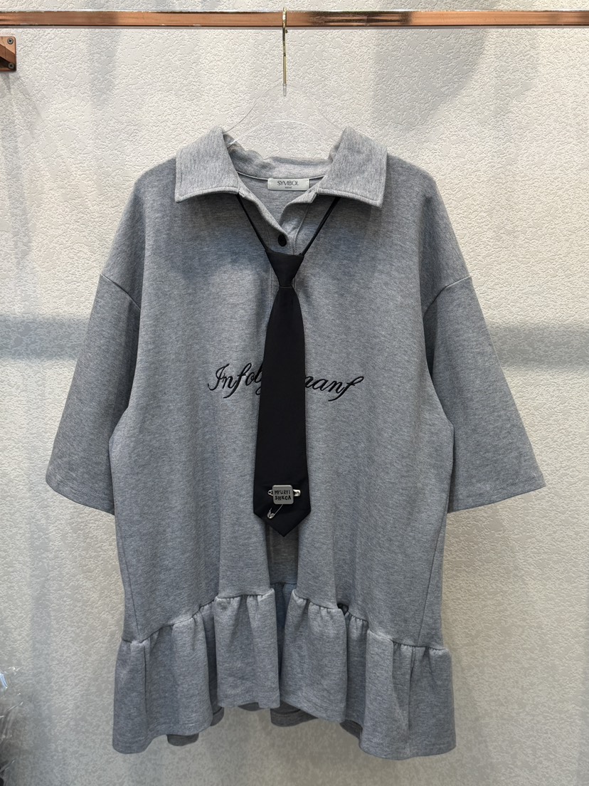 SYMBOL東大門代購女裝新品推薦人氣休閑熱賣連衣裙含領帶SYMBOL連衣裙圖色1