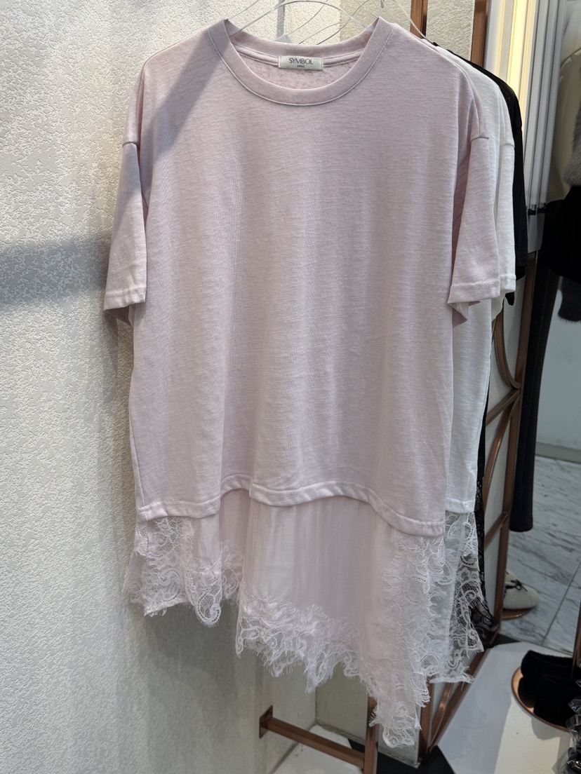 SYMBOL東大門代購女裝新款時尚人氣職業26春夏休閑T恤蕾絲SYMBOLT恤圖色1