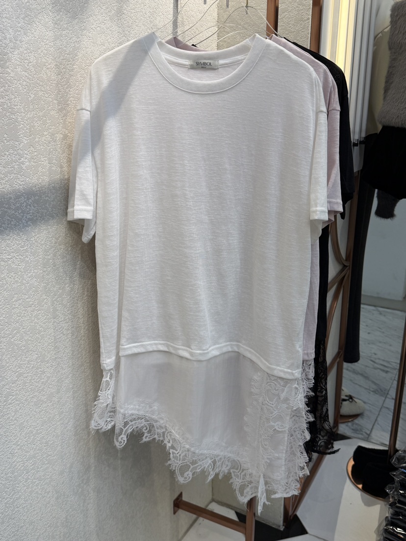 SYMBOL東大門代購女裝新款時尚人氣職業26春夏休閑T恤蕾絲SYMBOLT恤圖色2
