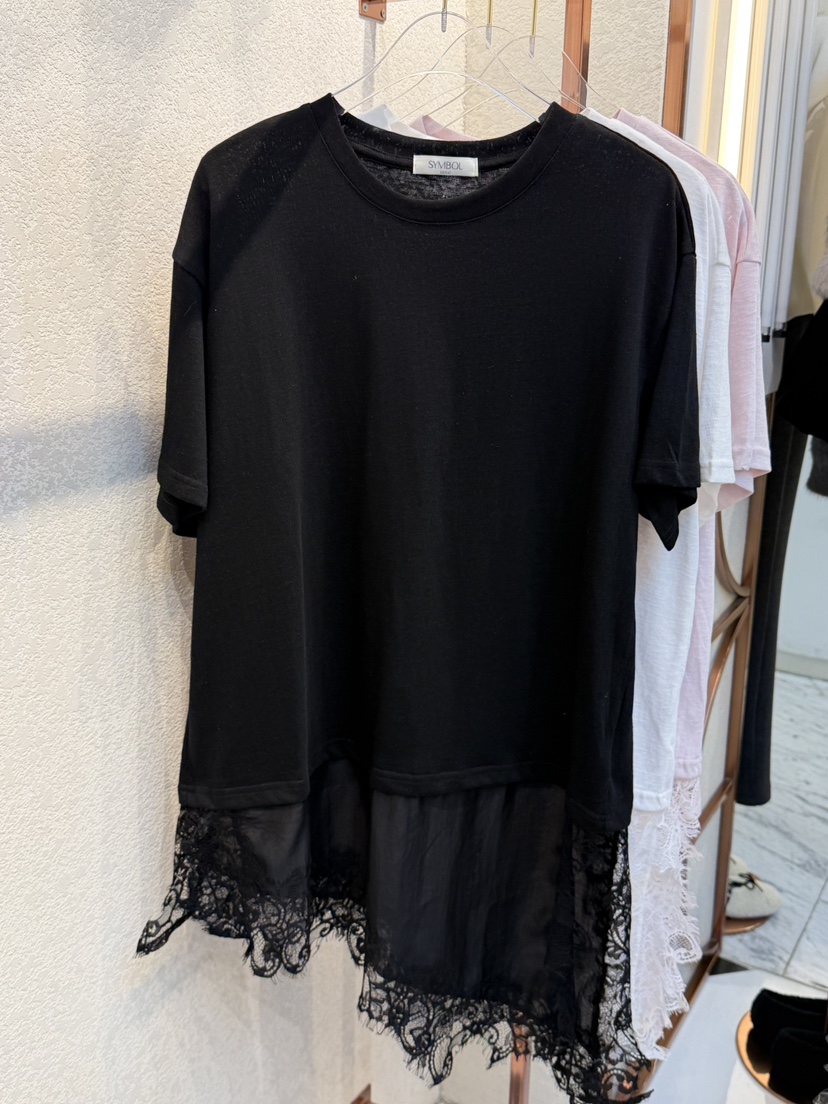 SYMBOL東大門代購女裝新款時尚人氣職業26春夏休閑T恤蕾絲SYMBOLT恤圖色3
