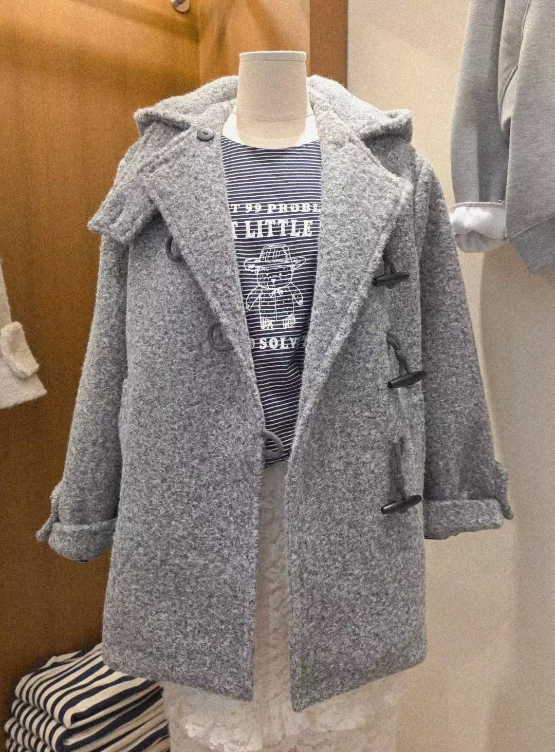 ONETOP東大門代購女士新款熱賣時尚人氣休閑中長款大衣兜帽ONETOP中長款大衣圖色1