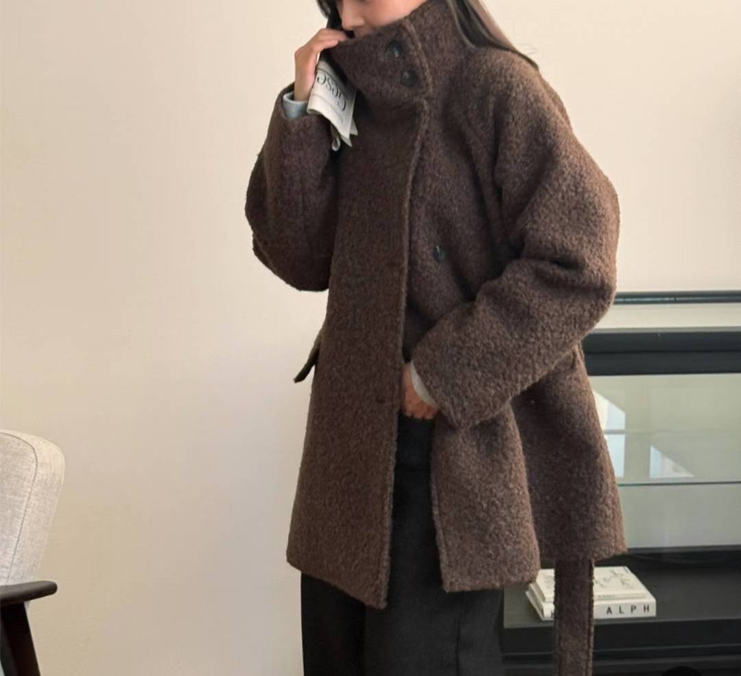 ONETOP東大門代購女裝新品熱賣人氣休閑中長款大衣含腰帶ONETOP中長款大衣