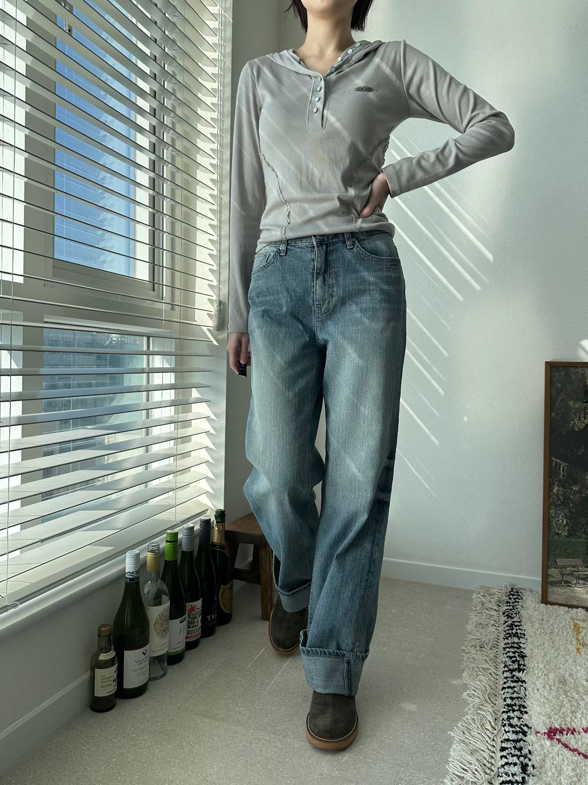 MISSJEAN東大門實拍女士新品人氣時尚推薦休閑真品牛仔褲MISSJEAN牛仔褲