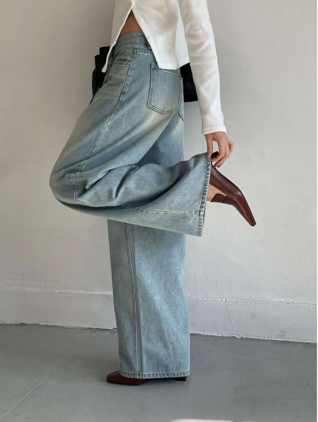 MISSJEAN東大門直郵女士新品熱賣人氣時尚26春夏職業牛仔褲MISSJEAN牛仔褲