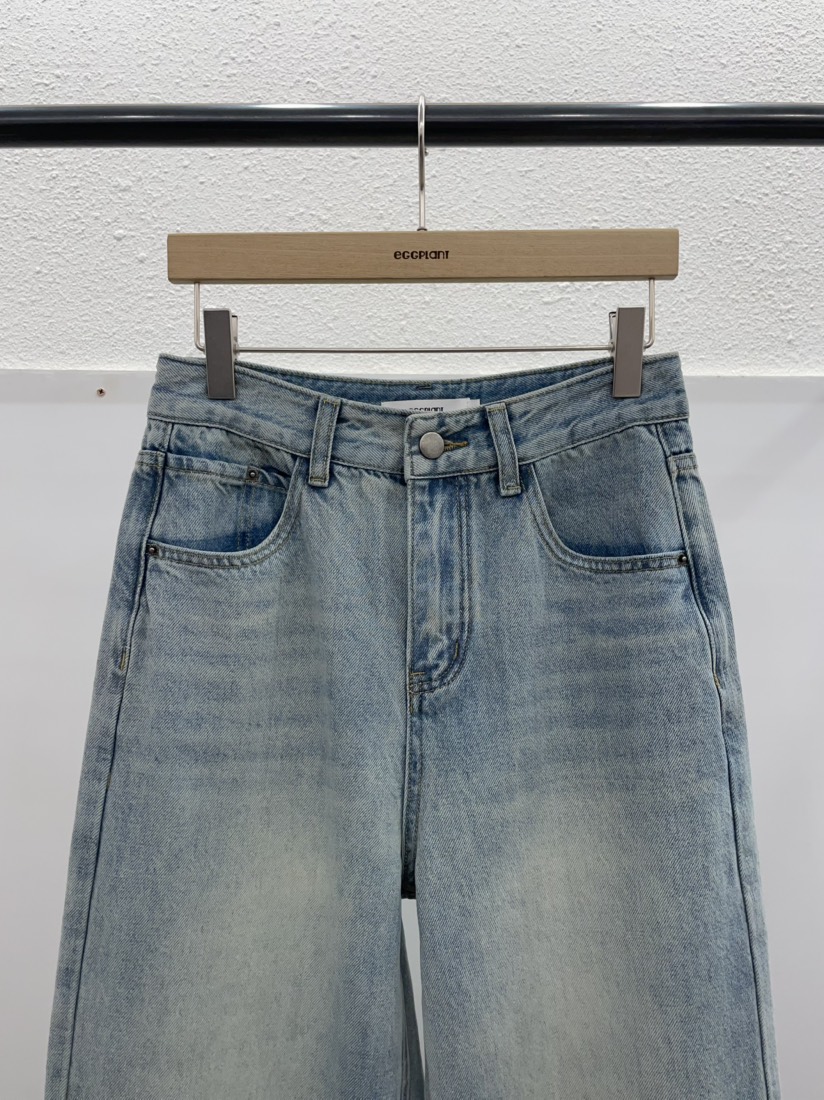 EGGPLANT東大門實拍女裝新品時尚推薦人氣真品休閑牛仔褲EGGPLANT牛仔褲
