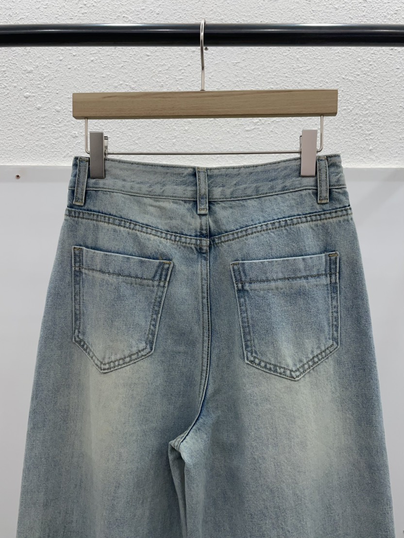 EGGPLANT東大門實拍女裝新品時尚推薦人氣真品休閑牛仔褲EGGPLANT牛仔褲